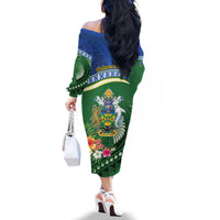 Melanesian Solomon Islands Family Matching Off The Shoulder Long Sleeve Dress and Hawaiian Shirt Tropical Shark Tattoo LT9 - Polynesian Pride