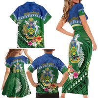 Melanesian Solomon Islands Family Matching Short Sleeve Bodycon Dress and Hawaiian Shirt Tropical Shark Tattoo LT9 - Polynesian Pride