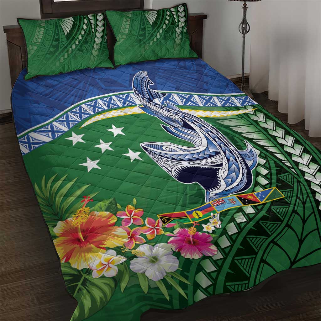 Melanesian Solomon Islands Quilt Bed Set Tropical Shark Tattoo