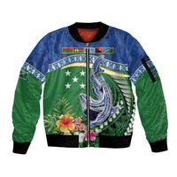 Melanesian Solomon Islands Sleeve Zip Bomber Jacket Tropical Shark Tattoo