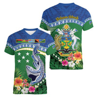 Melanesian Solomon Islands Women V-Neck T-Shirt Tropical Shark Tattoo