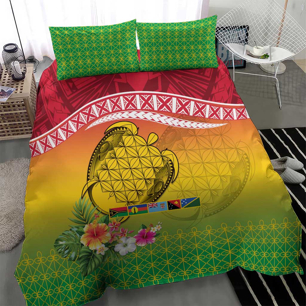 Melanesian Ni-Vanuatu Bedding Set Sea Turtle with Sand Drawing Pattern