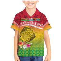 Melanesian Ni-Vanuatu Family Matching Mermaid Dress and Hawaiian Shirt Sea Turtle with Sand Drawing Pattern