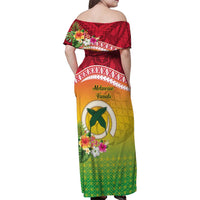 Melanesian Ni-Vanuatu Family Matching Off Shoulder Maxi Dress and Hawaiian Shirt Sea Turtle with Sand Drawing Pattern