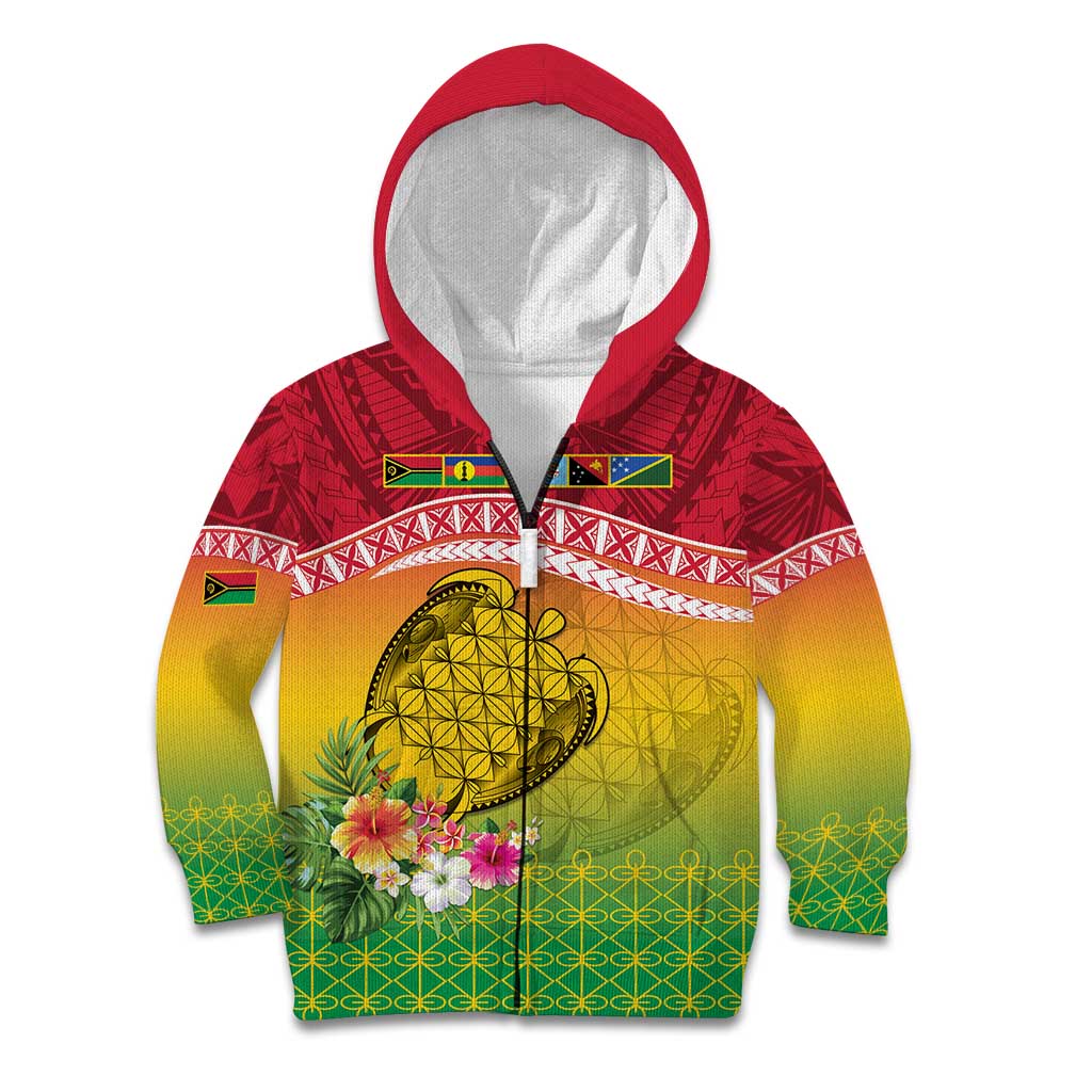 Melanesian Ni-Vanuatu Kid Hoodie Sea Turtle with Sand Drawing Pattern