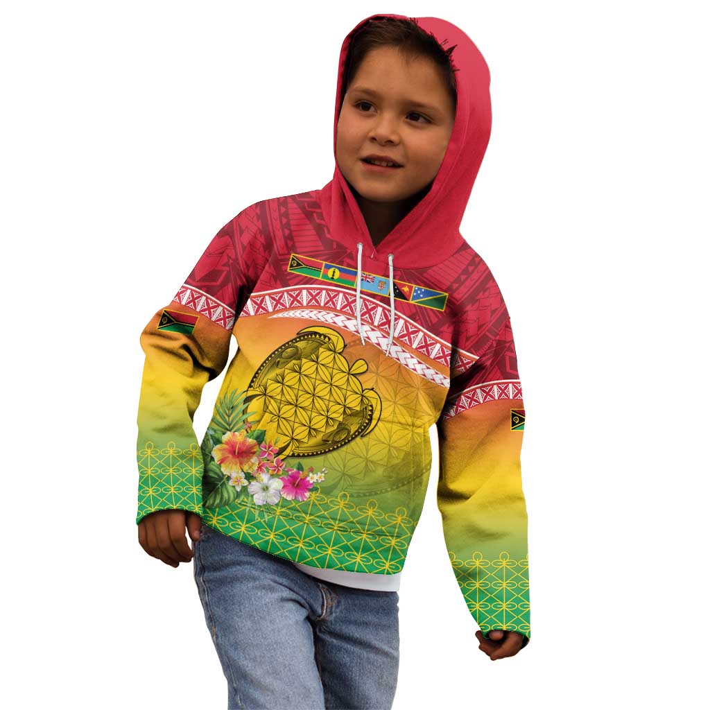 Melanesian Ni-Vanuatu Kid Hoodie Sea Turtle with Sand Drawing Pattern
