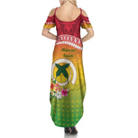 Melanesian Ni-Vanuatu Summer Maxi Dress Sea Turtle with Sand Drawing Pattern
