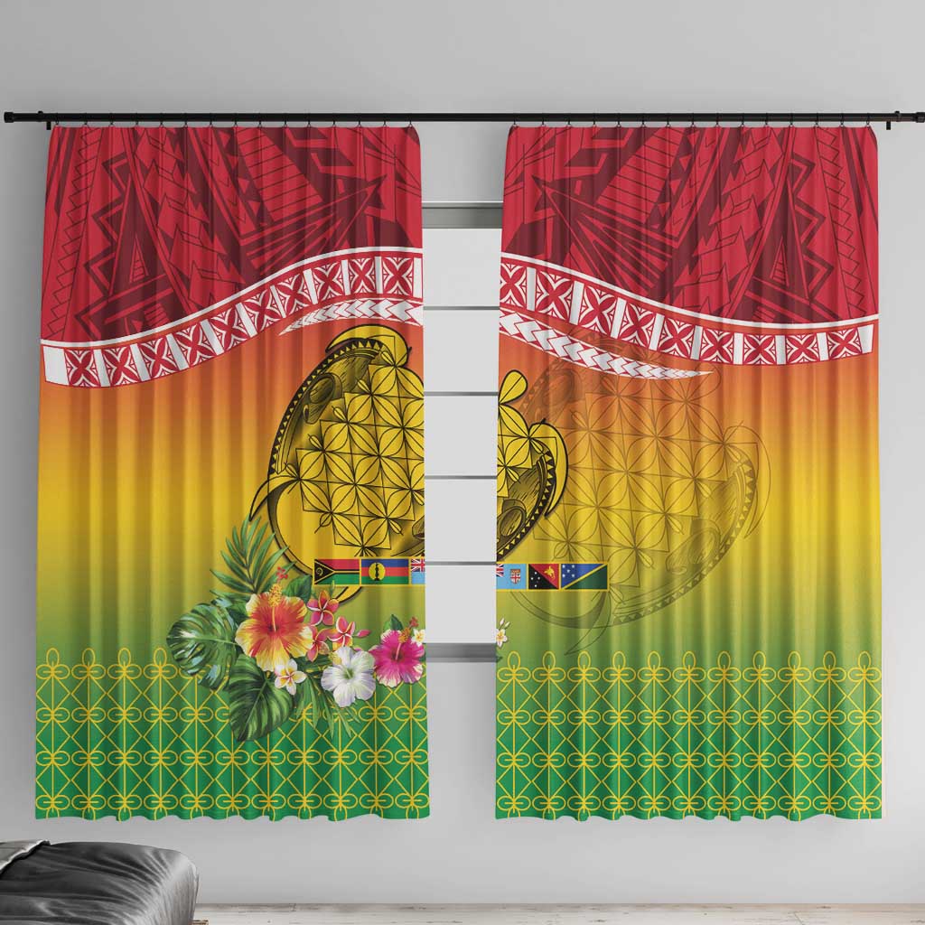 Melanesian Ni-Vanuatu Window Curtain Sea Turtle with Sand Drawing Pattern