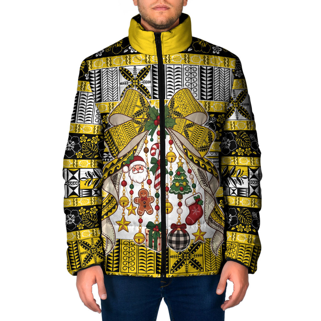 Niue Hiapo Christmas Bow Padded Jacket Hapi Krismas Niuean Geometric Motif LT9 Men Multicolor - Polynesian Pride