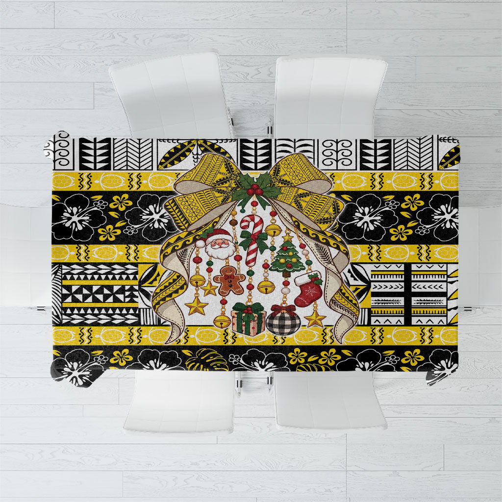 Niue Hiapo Christmas Bow Tablecloth Hapi Krismas Niuean Geometric Motif LT9 Multicolor - Polynesian Pride