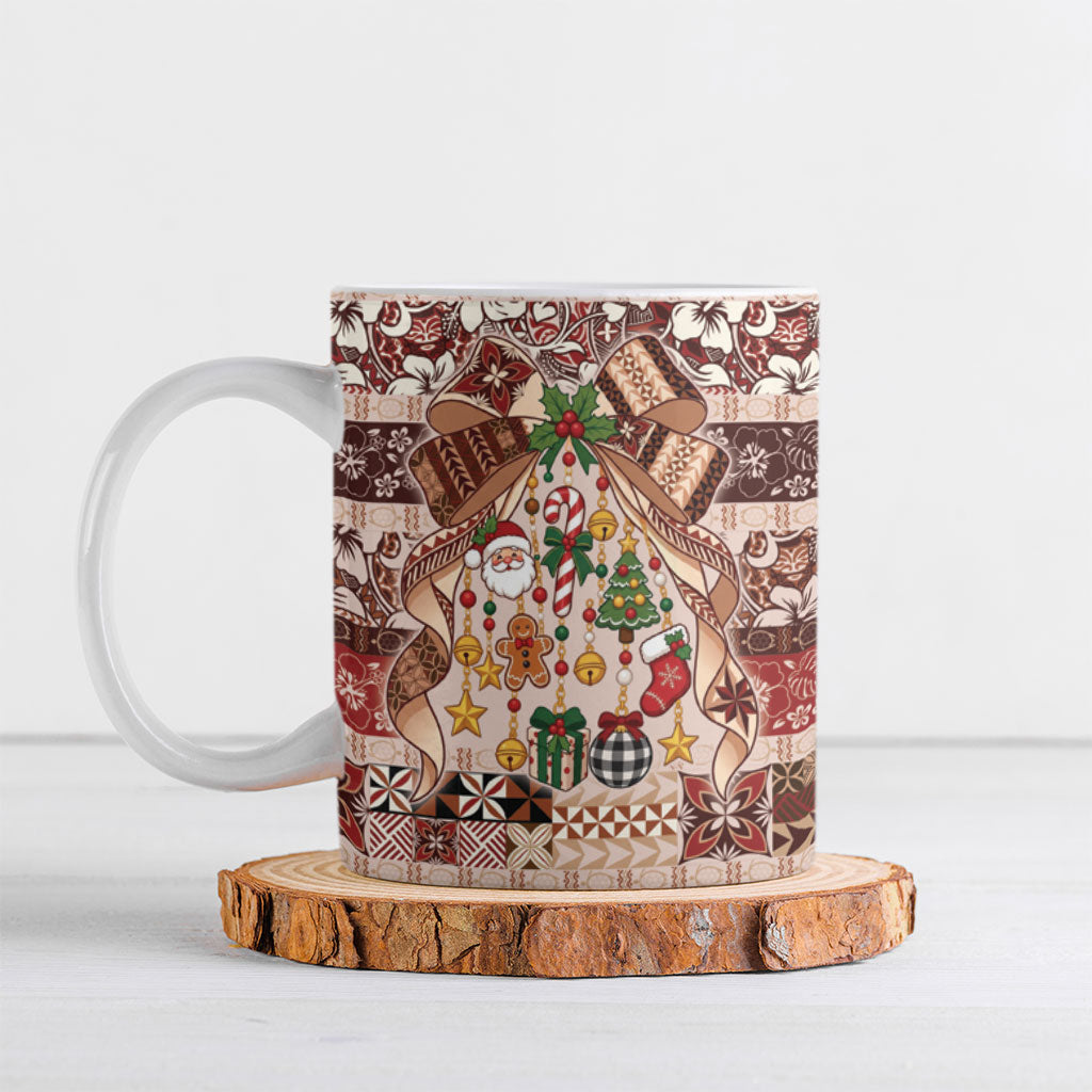 Samoa Siapo Christmas Bow Ceramic Mug Ia Manuia lava le Kerisimasi LT9 Multicolor - Polynesian Pride