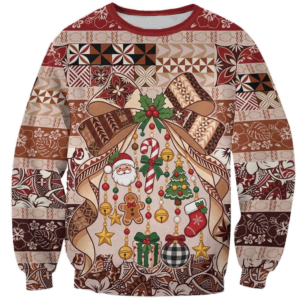 Samoa Siapo Christmas Bow Sweatshirt Ia Manuia lava le Kerisimasi LT9 Unisex Multicolor - Polynesian Pride