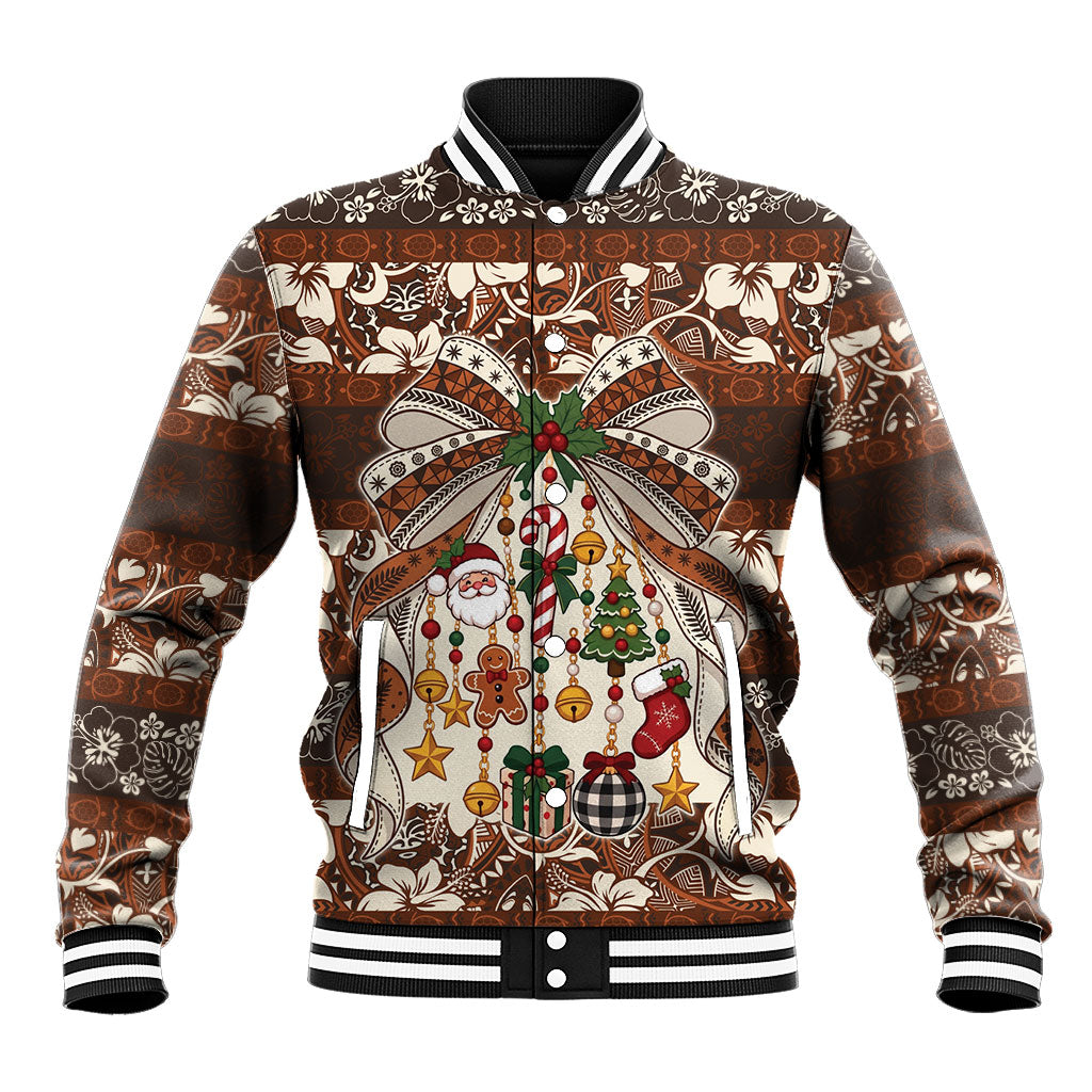 Tahiti 'Ahu Christmas Bow Baseball Jacket Ia 'oa'oa i te Noera LT9 Unisex Multicolor - Polynesian Pride