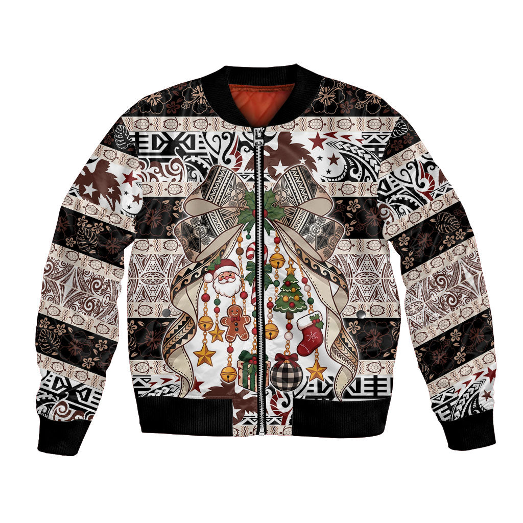 Papua New Guinea Bilum Christmas Bow Bomber Jacket Bikpela hamamas blong dispela Krismas LT9 Unisex Multicolor - Polynesian Pride