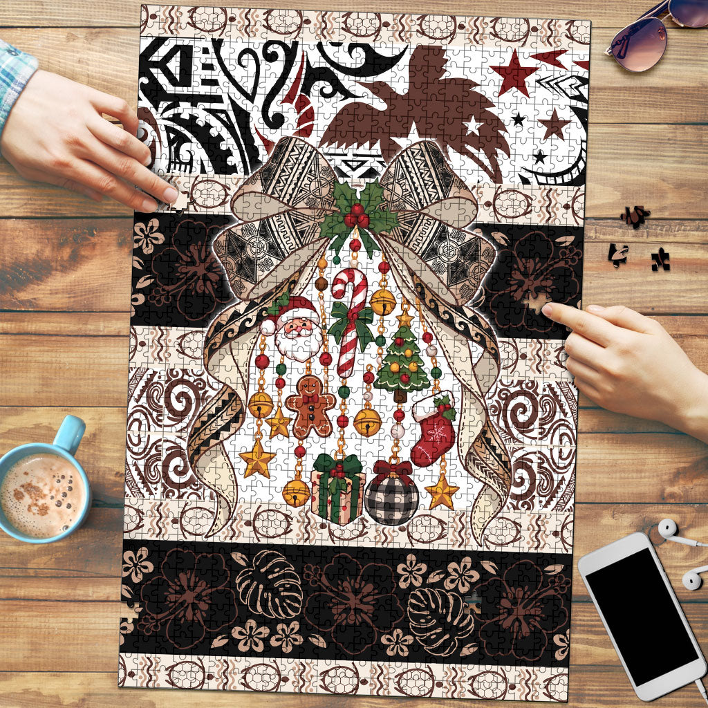Papua New Guinea Bilum Christmas Bow Puzzle Bikpela hamamas blong dispela Krismas LT9 Multicolor - Polynesian Pride