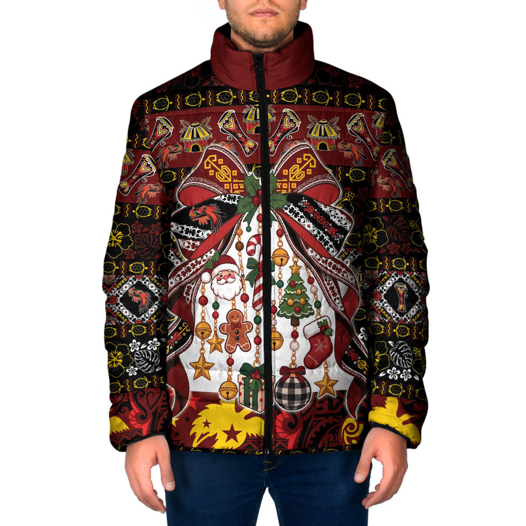 Papua New Guinea Batik Christmas Bow Padded Jacket Bikpela hamamas blong dispela Krismas LT9 Men Multicolor - Polynesian Pride