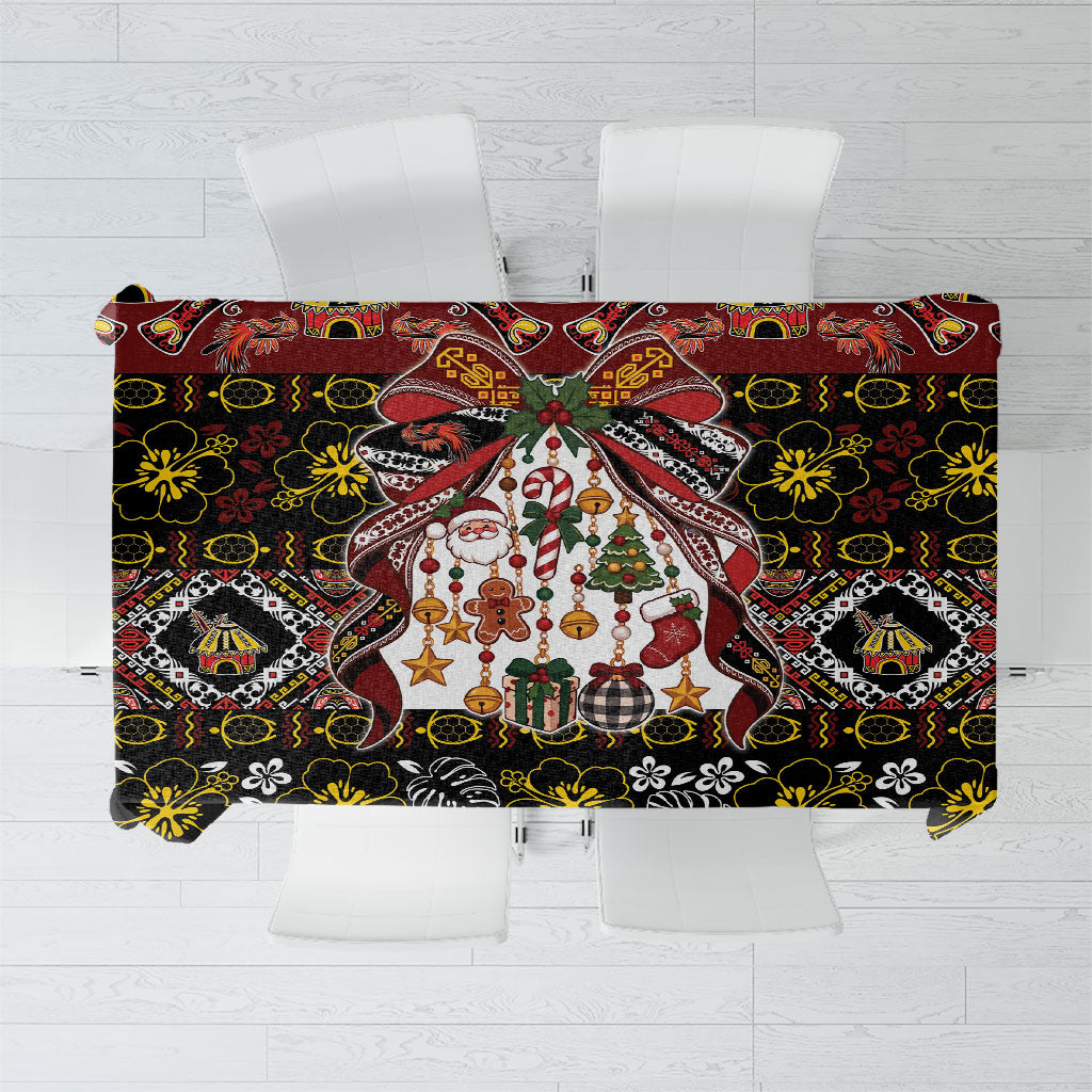 Papua New Guinea Batik Christmas Bow Tablecloth Bikpela hamamas blong dispela Krismas LT9 Multicolor - Polynesian Pride