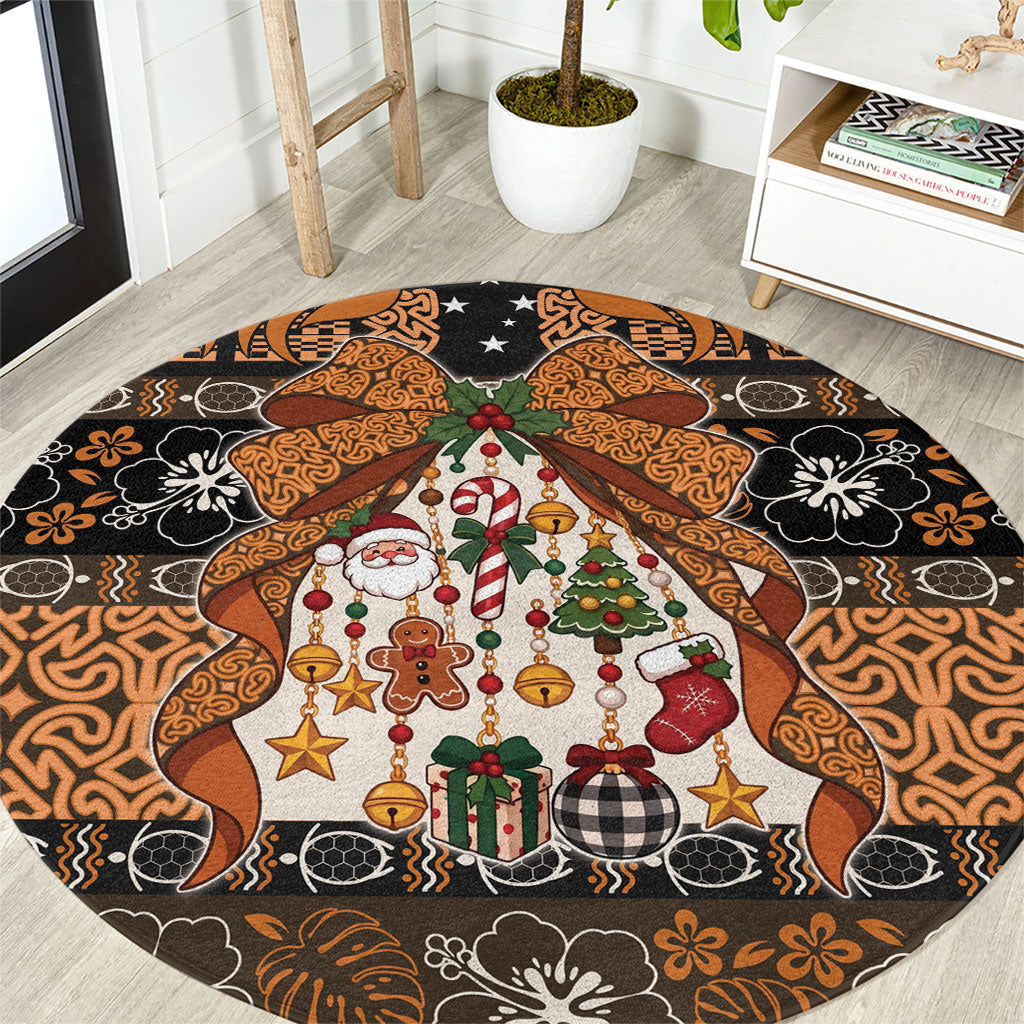 Papua New Guinea Oro Christmas Bow Round Carpet Bikpela hamamas blong dispela Krismas LT9 Multicolor - Polynesian Pride