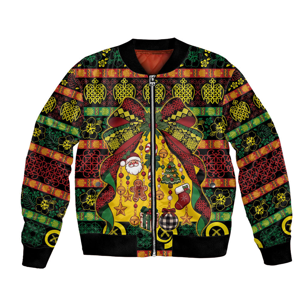 Vanuatu Sand Drawing Christmas Bow Bomber Jacket Meri Krismas