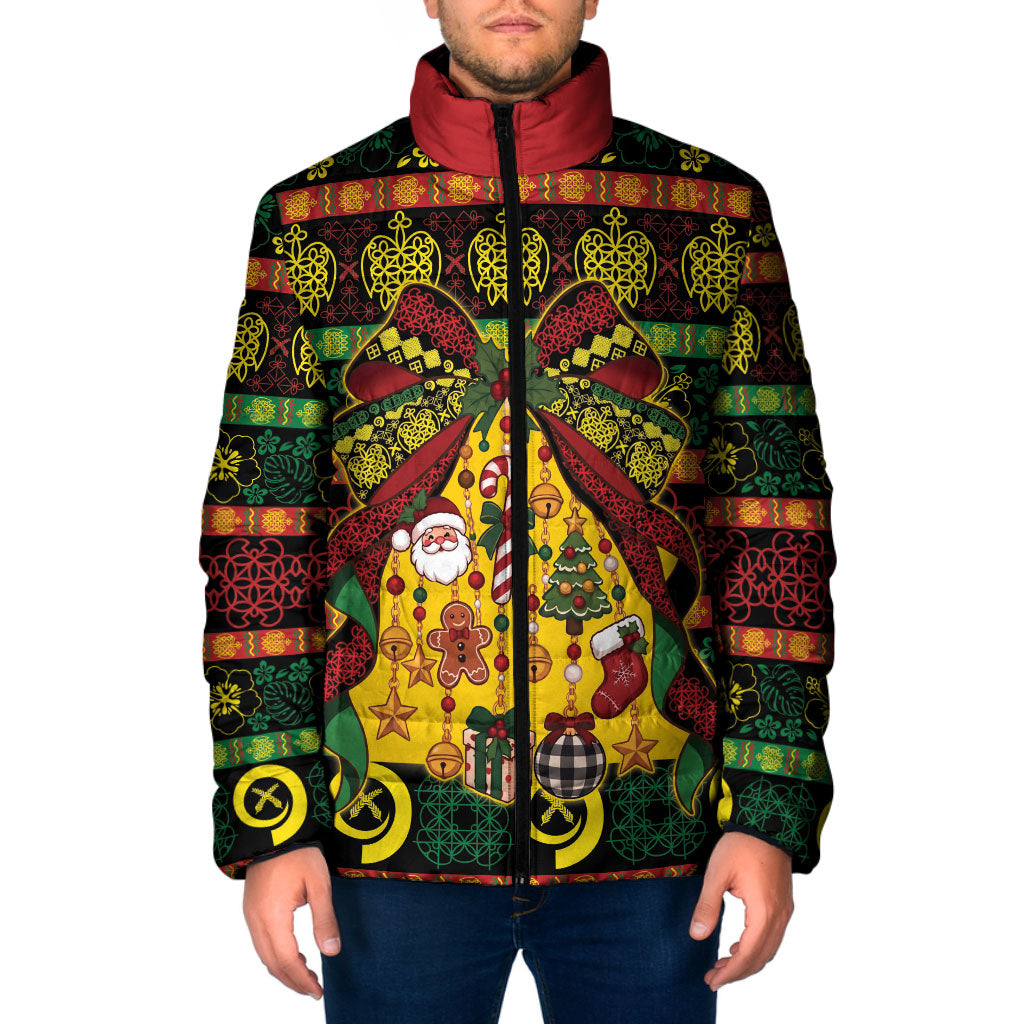 Vanuatu Sand Drawing Christmas Bow Padded Jacket Meri Krismas LT9 Men Multicolor - Polynesian Pride
