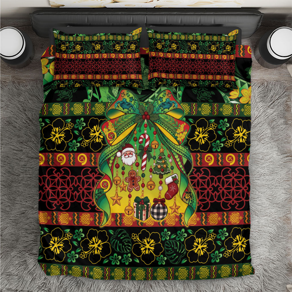 Vanuatu Turtle Floral Christmas Bow Bedding Set Meri Krismas LT9 Multicolor - Polynesian Pride