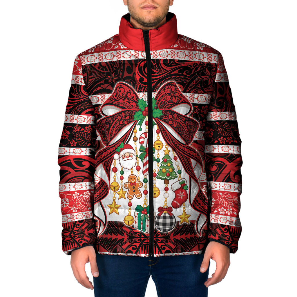 Polynesian Hibiscus Tribal Christmas Bow Padded Jacket LT9 Men Multicolor - Polynesian Pride