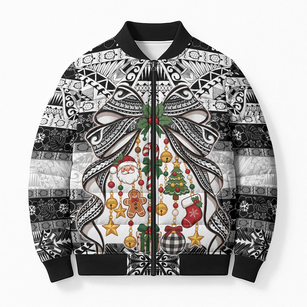 Polynesian Tribal Pattern Christmas Bow Bomber Puffer Jacket LT9 Unisex Multicolor - Polynesian Pride
