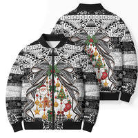 Polynesian Tribal Pattern Christmas Bow Bomber Puffer Jacket LT9 - Polynesian Pride