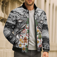 Polynesian Tribal Pattern Christmas Bow Bomber Puffer Jacket LT9 - Polynesian Pride