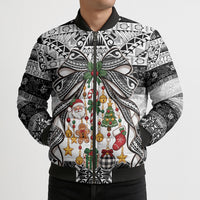 Polynesian Tribal Pattern Christmas Bow Bomber Puffer Jacket LT9 - Polynesian Pride