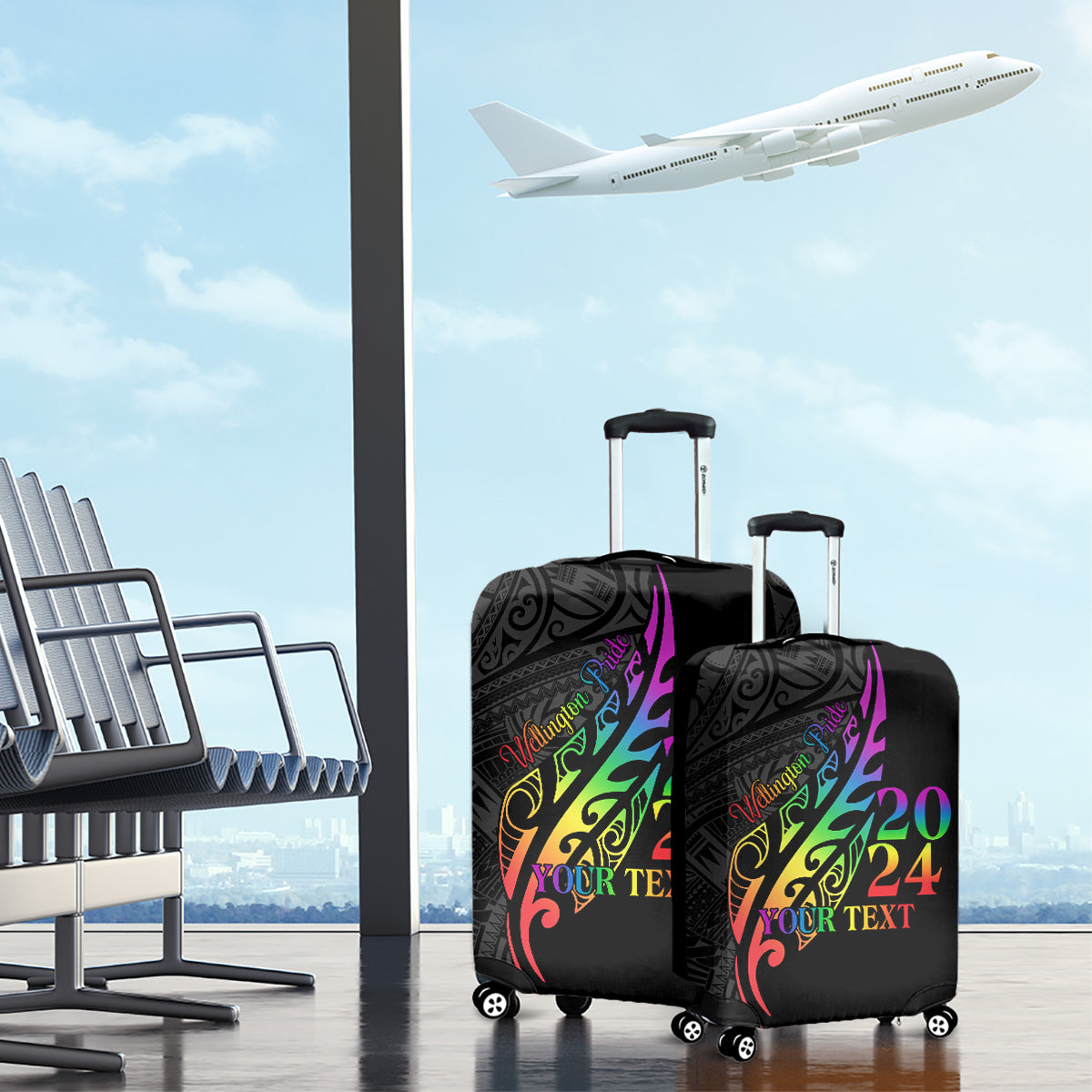 Personalised New Zealand Wellington Pride Luggage Cover Maori Fern with Pride Flag 2024
