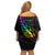 Personalised New Zealand Wellington Pride Off Shoulder Short Dress Maori Fern with Pride Flag 2024 LT9 - Polynesian Pride