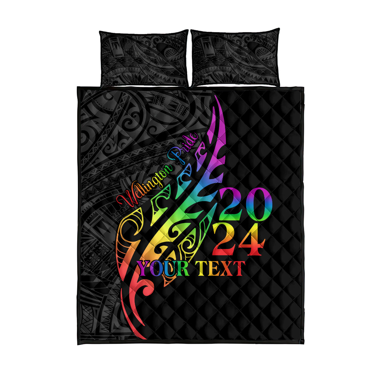 Personalised New Zealand Wellington Pride Quilt Bed Set Maori Fern with Pride Flag 2024