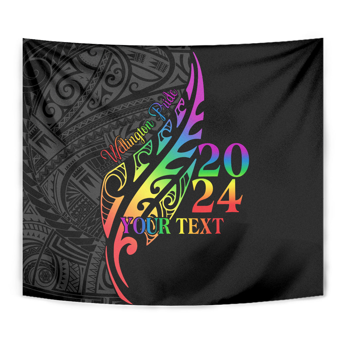 Personalised New Zealand Wellington Pride Tapestry Maori Fern with Pride Flag 2024
