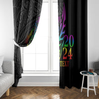 Personalised New Zealand Wellington Pride Window Curtain Maori Fern with Pride Flag 2024