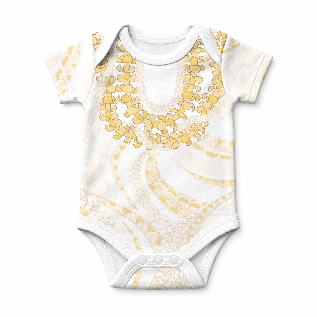 Aloha Lei Onaona Baby Onesie Beige Hawaiian Tribal Pattern LT9 Beige - Polynesian Pride