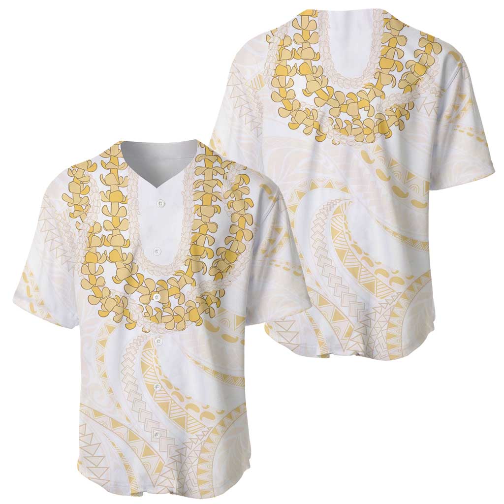 Aloha Lei Onaona Baseball Jersey Beige Hawaiian Tribal Pattern