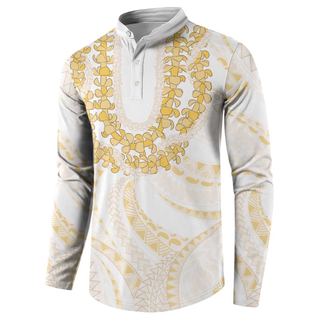 Aloha Lei Onaona Button Sweatshirt Beige Hawaiian Tribal Pattern