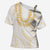 Aloha Lei Onaona Cross Shoulder Shirt Beige Hawaiian Tribal Pattern - Polynesian Pride