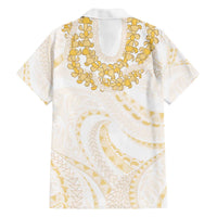 Aloha Lei Onaona Family Matching Off The Shoulder Long Sleeve Dress and Hawaiian Shirt Beige Hawaiian Tribal Pattern