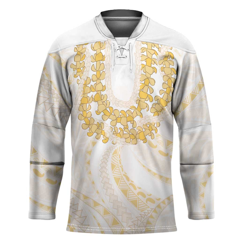 Aloha Lei Onaona Hockey Jersey Beige Hawaiian Tribal Pattern - Polynesian Pride
