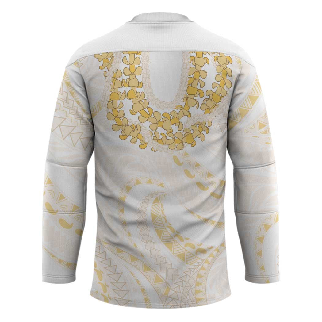 Aloha Lei Onaona Hockey Jersey Beige Hawaiian Tribal Pattern - Polynesian Pride