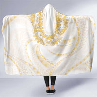 Aloha Lei Onaona Hooded Blanket Beige Hawaiian Tribal Pattern