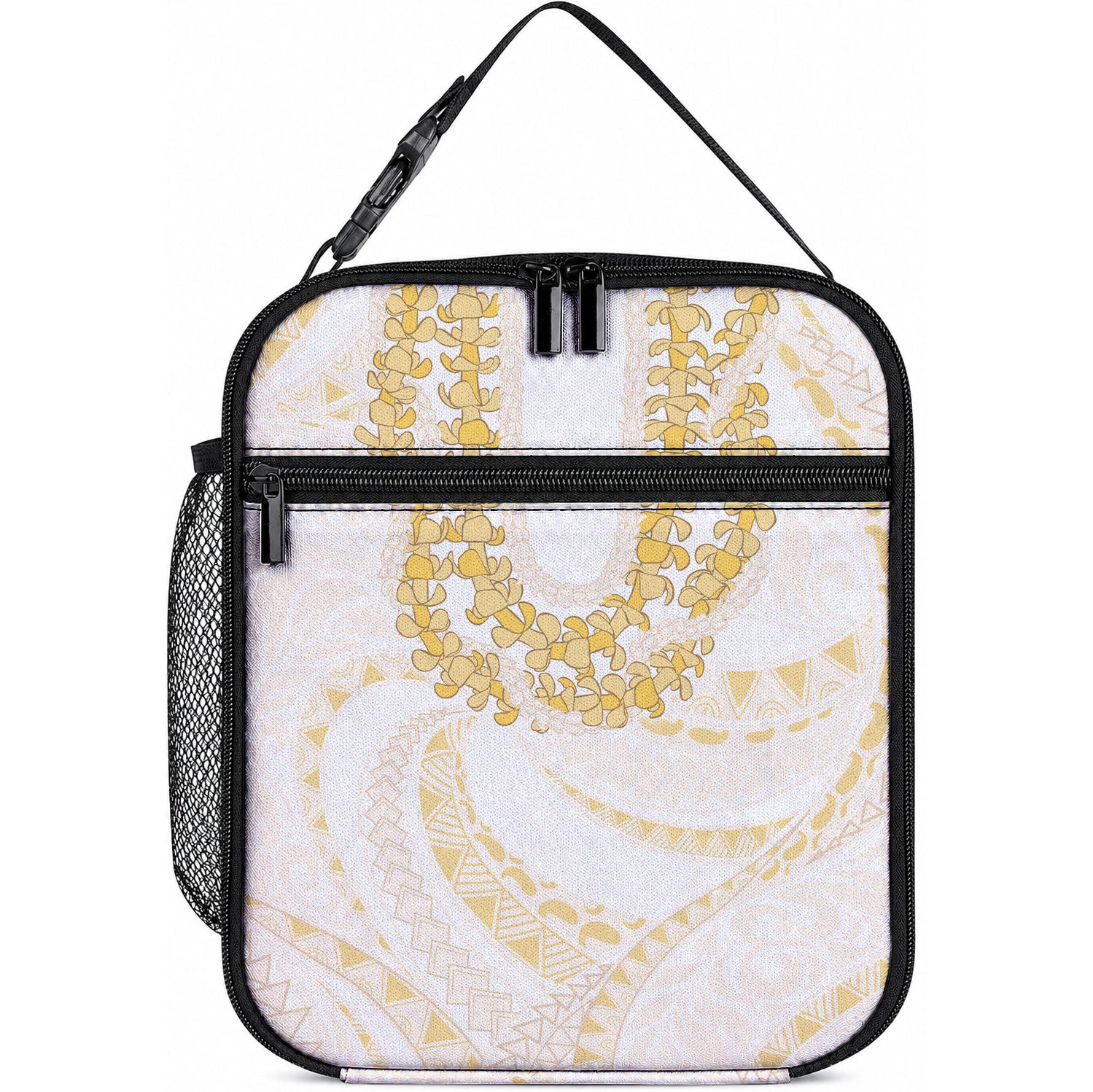Aloha Lei Onaona Lunch Bag Beige Hawaiian Tribal Pattern