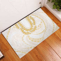 Aloha Lei Onaona Rubber Doormat Beige Hawaiian Tribal Pattern