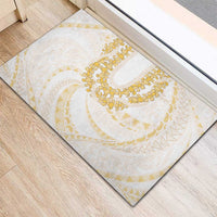 Aloha Lei Onaona Rubber Doormat Beige Hawaiian Tribal Pattern