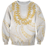 Aloha Lei Onaona Sweatshirt Beige Hawaiian Tribal Pattern