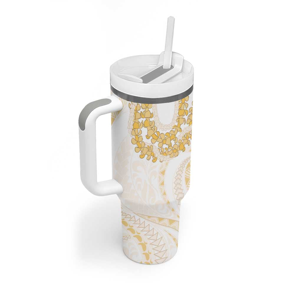 Aloha Lei Onaona Tumbler With Handle Beige Hawaiian Tribal Pattern