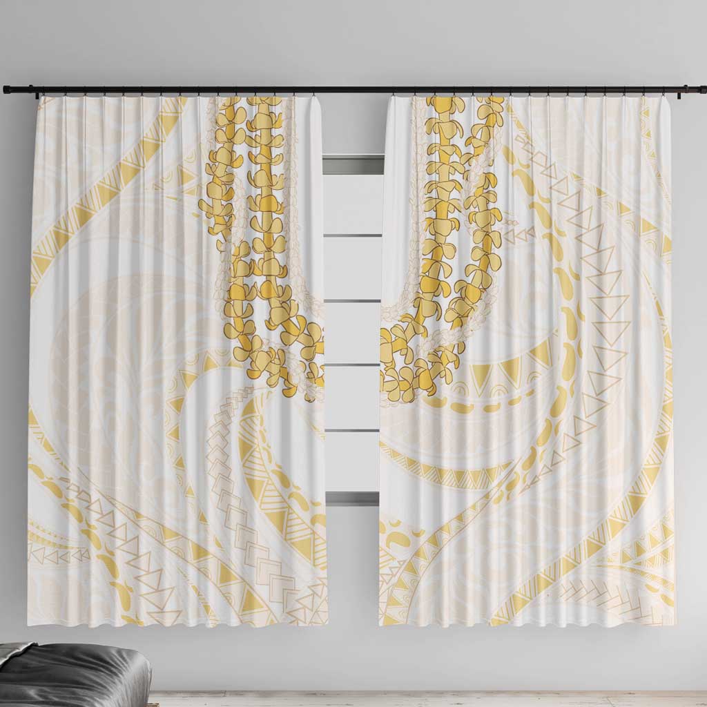 Aloha Lei Onaona Window Curtain Beige Hawaiian Tribal Pattern
