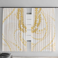 Aloha Lei Onaona Window Curtain Beige Hawaiian Tribal Pattern